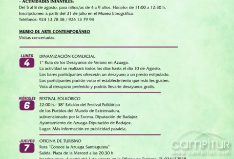 Azuaga se llena de vida este agosto con una programación cultural, turística y deportiva para todos los públicos