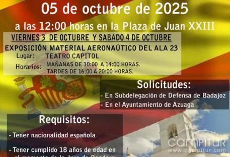 Abierto el plazo de inscripción para la Jura de Bandera de personal civil en Azuaga